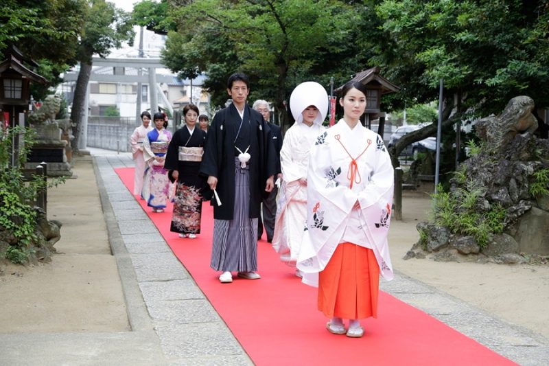 津田沼菊田神社での結婚式の様子