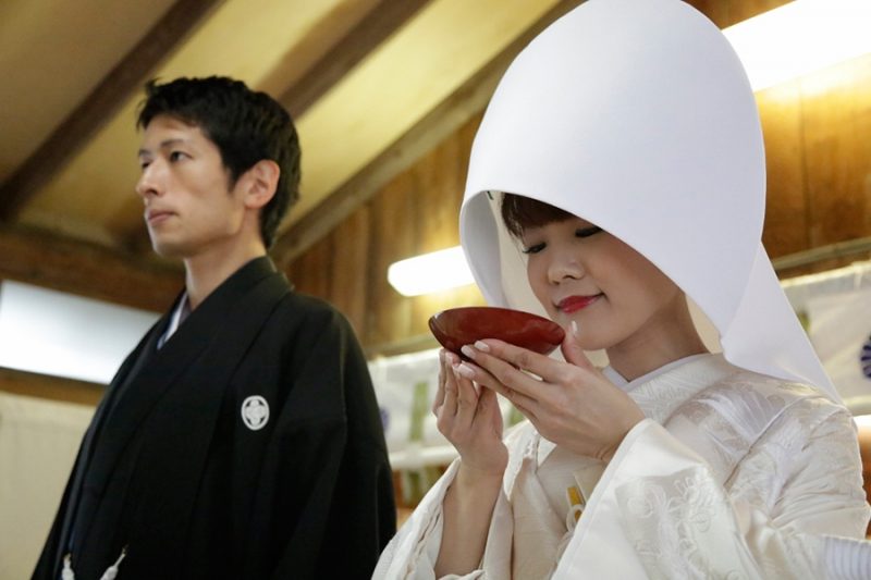 津田沼菊田神社での結婚式の様子
