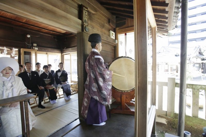 川越熊野神社の結婚式の様子