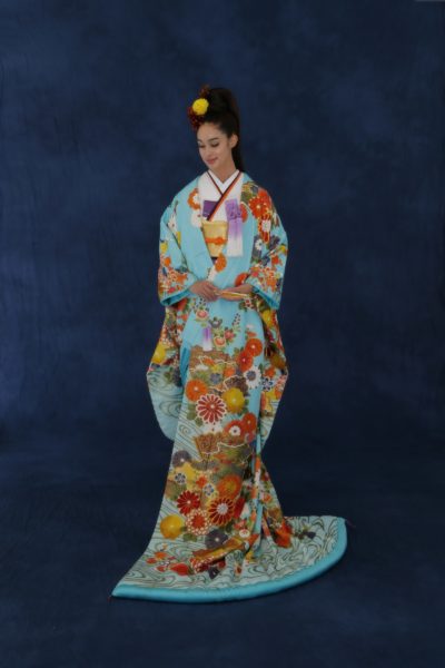 華扇流水紋ミントブルー