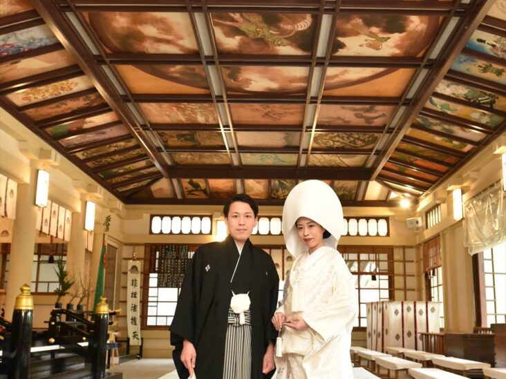 【湊川神社　楠公会館】初宮参からずっとご縁のある神社で花嫁になる幸せ